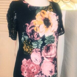 BNWT Luxology Black Floral Dress Lace Detailing Size S